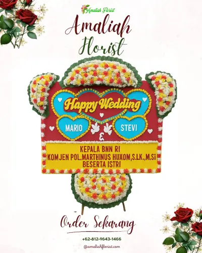 Karangan Papan Bunga Pernikahan di Dampyak